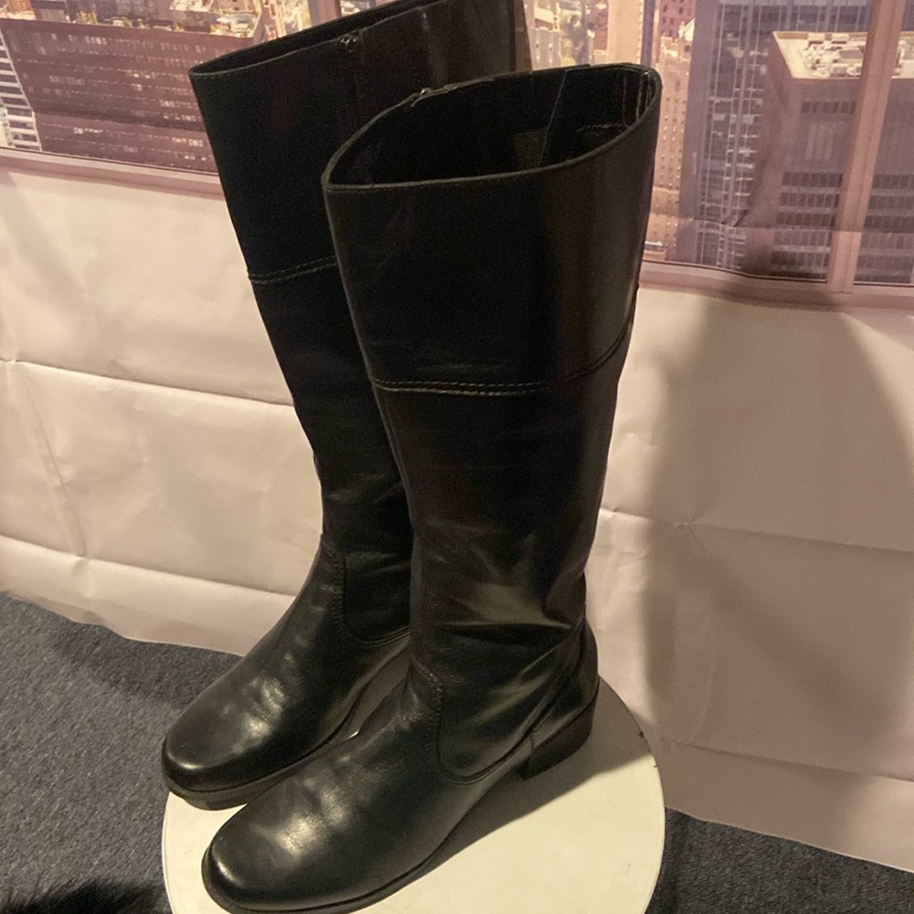 Black leather boots